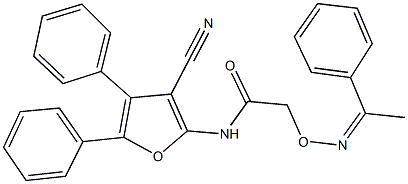 N-(3-cyano-4,5-diphenyl-2-furyl)-2-{[(1-phenylethylidene)amino]oxy}acetamide Struktur