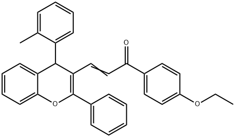 1-(4-ethoxyphenyl)-3-[4-(2-methylphenyl)-2-phenyl-4H-chromen-3-yl]-2-propen-1-one Struktur