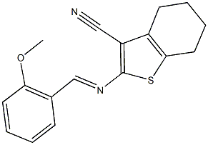 2-[(2-methoxybenzylidene)amino]-4,5,6,7-tetrahydro-1-benzothiophene-3-carbonitrile Struktur