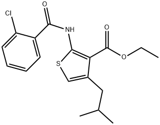 ethyl 2-[(2-chlorobenzoyl)amino]-4-isobutyl-3-thiophenecarboxylate Struktur