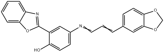 4-{[3-(1,3-benzodioxol-5-yl)-2-propenylidene]amino}-2-(1,3-benzoxazol-2-yl)phenol Struktur