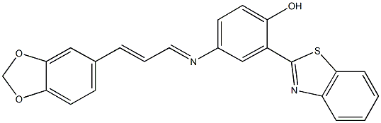 4-{[3-(1,3-benzodioxol-5-yl)-2-propenylidene]amino}-2-(1,3-benzothiazol-2-yl)phenol Struktur