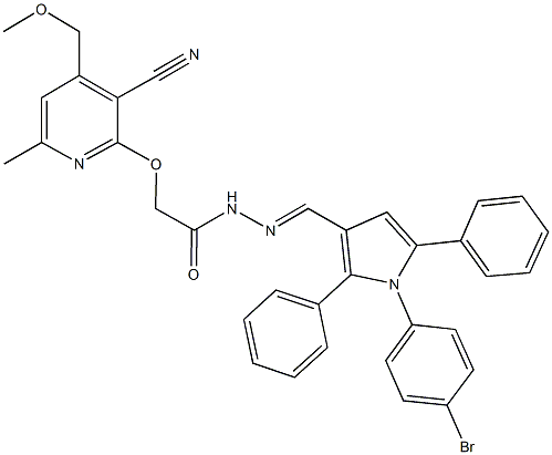 N'-{[1-(4-bromophenyl)-2,5-diphenyl-1H-pyrrol-3-yl]methylene}-2-{[3-cyano-4-(methoxymethyl)-6-methyl-2-pyridinyl]oxy}acetohydrazide Struktur