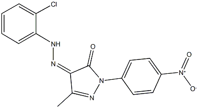 1-{4-nitrophenyl}-3-methyl-1H-pyrazole-4,5-dione 4-[(2-chlorophenyl)hydrazone] Struktur