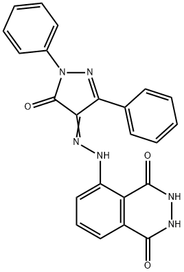 5-[2-(5-oxo-1,3-diphenyl-1,5-dihydro-4H-pyrazol-4-ylidene)hydrazino]-2,3-dihydro-1,4-phthalazinedione Struktur