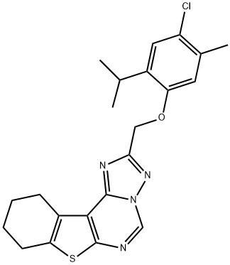 2-({[4-chloro-5-methyl-2-(1-methylethyl)phenyl]oxy}methyl)-8,9,10,11-tetrahydro[1]benzothieno[3,2-e][1,2,4]triazolo[1,5-c]pyrimidine Struktur