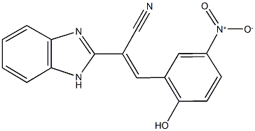 2-(1H-benzimidazol-2-yl)-3-{2-hydroxy-5-nitrophenyl}acrylonitrile Struktur