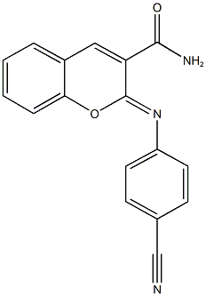 2-[(4-cyanophenyl)imino]-2H-chromene-3-carboxamide Struktur