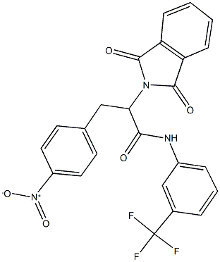 2-(1,3-dioxo-1,3-dihydro-2H-isoindol-2-yl)-3-{4-nitrophenyl}-N-[3-(trifluoromethyl)phenyl]propanamide Struktur