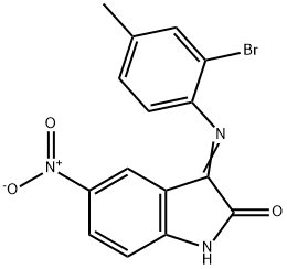 3-[(2-bromo-4-methylphenyl)imino]-5-nitro-1,3-dihydro-2H-indol-2-one Struktur