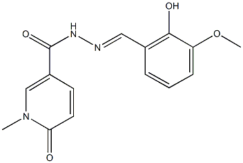 N'-(2-hydroxy-3-methoxybenzylidene)-1-methyl-6-oxo-1,6-dihydro-3-pyridinecarbohydrazide Struktur