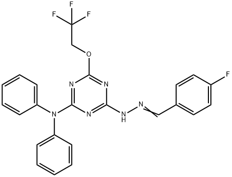 4-fluorobenzaldehyde [4-(diphenylamino)-6-(2,2,2-trifluoroethoxy)-1,3,5-triazin-2-yl]hydrazone Struktur