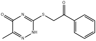 6-methyl-3-[(2-oxo-2-phenylethyl)sulfanyl]-1,2,4-triazin-5(4H)-one Struktur