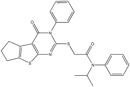 N-isopropyl-2-[(4-oxo-3-phenyl-3,5,6,7-tetrahydro-4H-cyclopenta[4,5]thieno[2,3-d]pyrimidin-2-yl)sulfanyl]-N-phenylacetamide Struktur