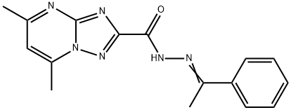 5,7-dimethyl-N'-(1-phenylethylidene)[1,2,4]triazolo[1,5-a]pyrimidine-2-carbohydrazide Struktur