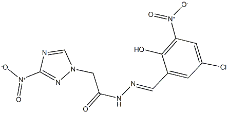 N'-{5-chloro-2-hydroxy-3-nitrobenzylidene}-2-{3-nitro-1H-1,2,4-triazol-1-yl}acetohydrazide Struktur