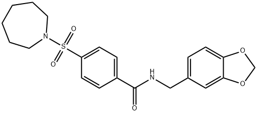 4-(1-azepanylsulfonyl)-N-(1,3-benzodioxol-5-ylmethyl)benzamide Struktur