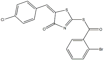 S-[5-(4-chlorobenzylidene)-4-oxo-4,5-dihydro-1,3-thiazol-2-yl] 2-bromobenzenecarbothioate Struktur