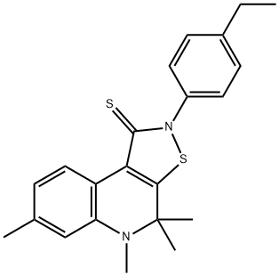 2-(4-ethylphenyl)-4,4,5,7-tetramethyl-4,5-dihydroisothiazolo[5,4-c]quinoline-1(2H)-thione Struktur