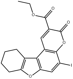 ethyl 5-iodo-3-oxo-8,9,10,11-tetrahydro-3H-[1]benzofuro[3,2-f]chromene-2-carboxylate Struktur