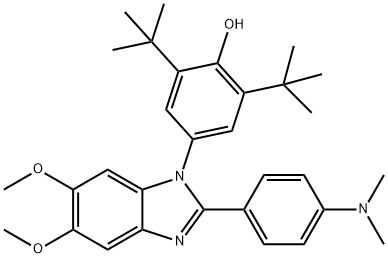 2,6-ditert-butyl-4-{2-[4-(dimethylamino)phenyl]-5,6-dimethoxy-1H-benzimidazol-1-yl}phenol Struktur