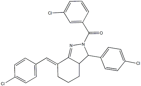 2-(3-chlorobenzoyl)-7-(4-chlorobenzylidene)-3-(4-chlorophenyl)-3,3a,4,5,6,7-hexahydro-2H-indazole Struktur