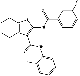 2-[(3-chlorobenzoyl)amino]-N-(2-methylphenyl)-4,5,6,7-tetrahydro-1-benzothiophene-3-carboxamide Struktur