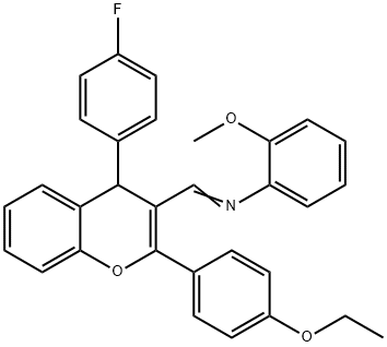 N-{[2-(4-ethoxyphenyl)-4-(4-fluorophenyl)-4H-chromen-3-yl]methylene}-N-(2-methoxyphenyl)amine Struktur