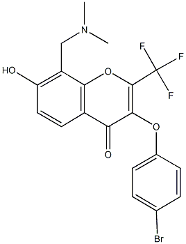 3-(4-bromophenoxy)-8-[(dimethylamino)methyl]-7-hydroxy-2-(trifluoromethyl)-4H-chromen-4-one Struktur