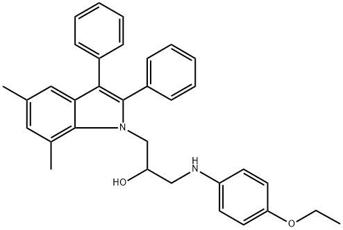 1-(5,7-dimethyl-2,3-diphenyl-1H-indol-1-yl)-3-(4-ethoxyanilino)-2-propanol Struktur