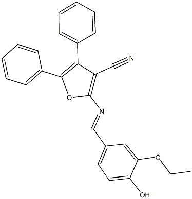 2-[(3-ethoxy-4-hydroxybenzylidene)amino]-4,5-diphenyl-3-furonitrile Struktur