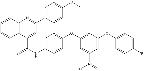 N-(4-{3-(4-fluorophenoxy)-5-nitrophenoxy}phenyl)-2-(4-methoxyphenyl)-4-quinolinecarboxamide Struktur