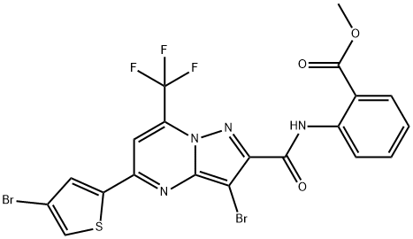 methyl 2-({[3-bromo-5-(4-bromo-2-thienyl)-7-(trifluoromethyl)pyrazolo[1,5-a]pyrimidin-2-yl]carbonyl}amino)benzoate Struktur