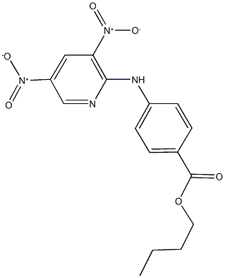 butyl 4-({3,5-bisnitro-2-pyridinyl}amino)benzoate Struktur