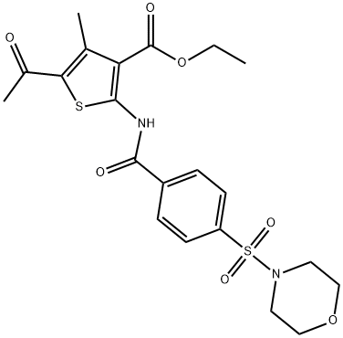 ethyl 5-acetyl-4-methyl-2-{[4-(4-morpholinylsulfonyl)benzoyl]amino}-3-thiophenecarboxylate Struktur