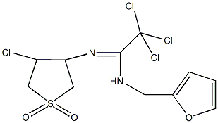 2,2,2-trichloro-N'-(4-chloro-1,1-dioxidotetrahydro-3-thienyl)-N-(2-furylmethyl)ethanimidamide Struktur