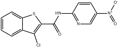 3-chloro-N-{5-nitro-2-pyridinyl}-1-benzothiophene-2-carboxamide Struktur