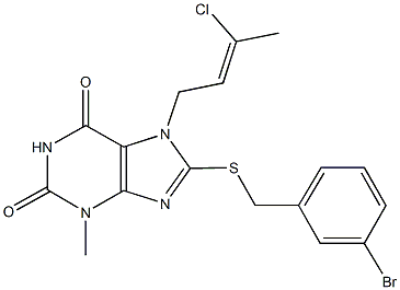 8-[(3-bromobenzyl)sulfanyl]-7-(3-chloro-2-butenyl)-3-methyl-3,7-dihydro-1H-purine-2,6-dione Struktur