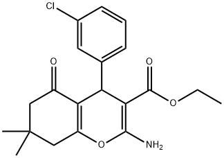 ethyl 2-amino-4-(3-chlorophenyl)-7,7-dimethyl-5-oxo-5,6,7,8-tetrahydro-4H-chromene-3-carboxylate Struktur