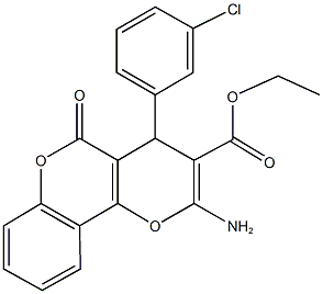 ethyl 2-amino-4-(3-chlorophenyl)-5-oxo-4H,5H-pyrano[3,2-c]chromene-3-carboxylate Struktur