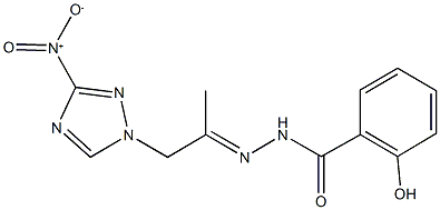 2-hydroxy-N'-(2-{3-nitro-1H-1,2,4-triazol-1-yl}-1-methylethylidene)benzohydrazide Struktur