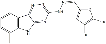 4,5-dibromo-2-furaldehyde (6-methyl-5H-[1,2,4]triazino[5,6-b]indol-3-yl)hydrazone Struktur