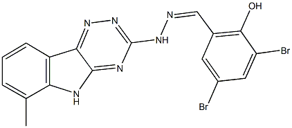 3,5-dibromo-2-hydroxybenzaldehyde (6-methyl-5H-[1,2,4]triazino[5,6-b]indol-3-yl)hydrazone Struktur