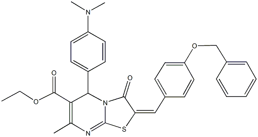 ethyl 2-[4-(benzyloxy)benzylidene]-5-[4-(dimethylamino)phenyl]-7-methyl-3-oxo-2,3-dihydro-5H-[1,3]thiazolo[3,2-a]pyrimidine-6-carboxylate Struktur