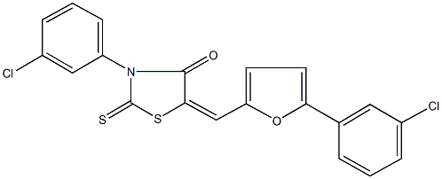 3-(3-chlorophenyl)-5-{[5-(3-chlorophenyl)-2-furyl]methylene}-2-thioxo-1,3-thiazolidin-4-one Struktur