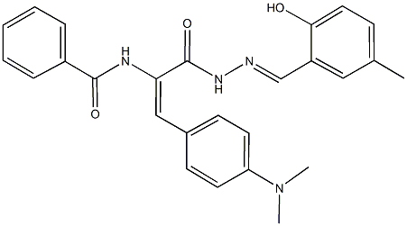 N-(2-[4-(dimethylamino)phenyl]-1-{[2-(2-hydroxy-5-methylbenzylidene)hydrazino]carbonyl}vinyl)benzamide Struktur