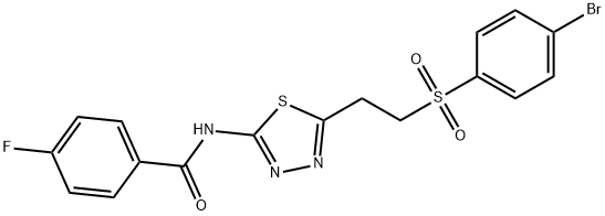 N-(5-{2-[(4-bromophenyl)sulfonyl]ethyl}-1,3,4-thiadiazol-2-yl)-4-fluorobenzamide Struktur