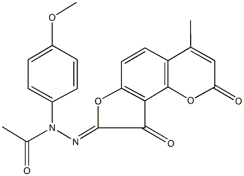 N-(4-methoxyphenyl)-N'-(4-methyl-2,9-dioxo-2H-furo[2,3-h]chromen-8(9H)-ylidene)acetohydrazide Struktur