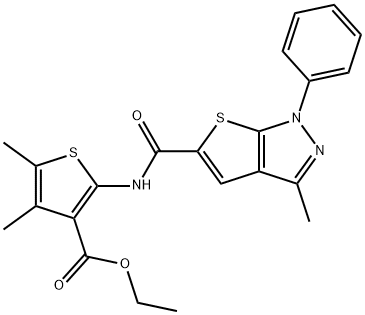 ethyl 4,5-dimethyl-2-{[(3-methyl-1-phenyl-1H-thieno[2,3-c]pyrazol-5-yl)carbonyl]amino}-3-thiophenecarboxylate Struktur