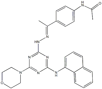 N-(4-{N-[4-(4-morpholinyl)-6-(1-naphthylamino)-1,3,5-triazin-2-yl]ethanehydrazonoyl}phenyl)acetamide Struktur